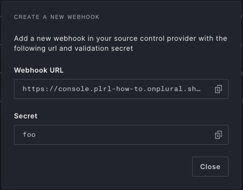 Create SCM Webhook Modal Step 2